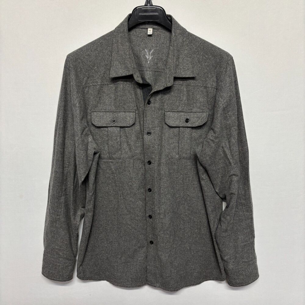 Ibex Men Wool Blend Flannel Button Shirt Size XL X-Large Gray D133 -26